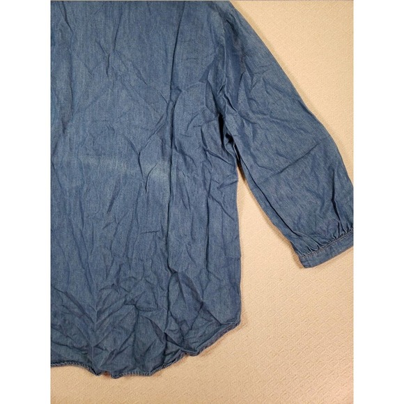 Hester & Orchard Shirt Womens XL Chambray V Neck Pullover Long Sleeve Blue - Picture 10 of 12